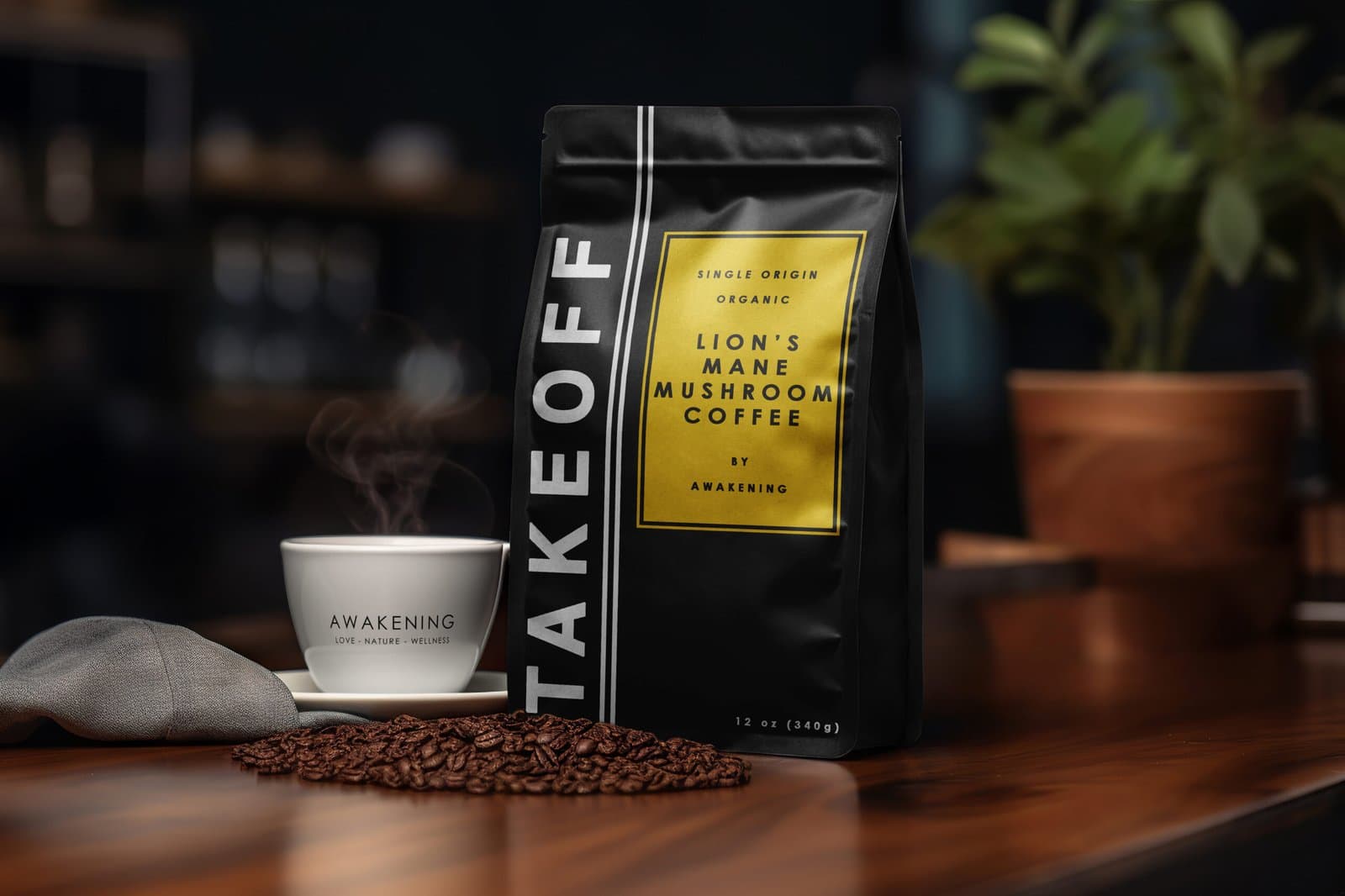 TakeOff Lion's Mane mushroom coffee